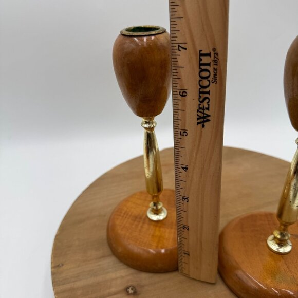 Set of 2  Oregon  Myrtle wood Candle Holders MCM decor - Picture 11 of 14